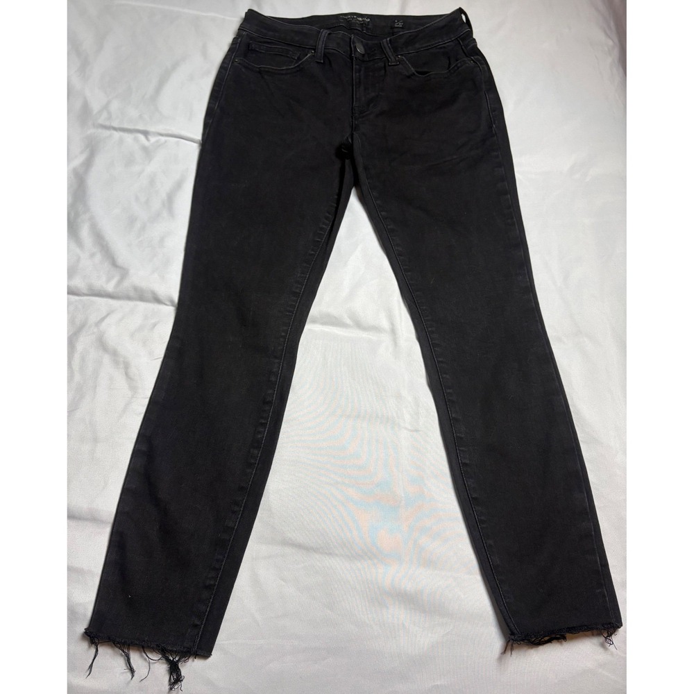 Lucky Brand Lolita Skinny Jeans Womens 4/27 Black Excellent Low Rise Raw Hem